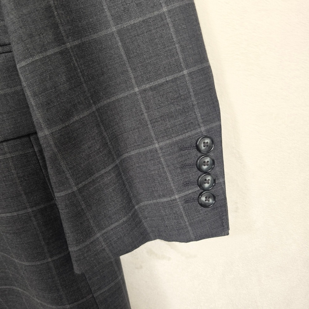 Stafford Suit Mens 50R‎ Gray Windowpane Two Piece Preppy Business Formal Classic - Picture 12 of 16